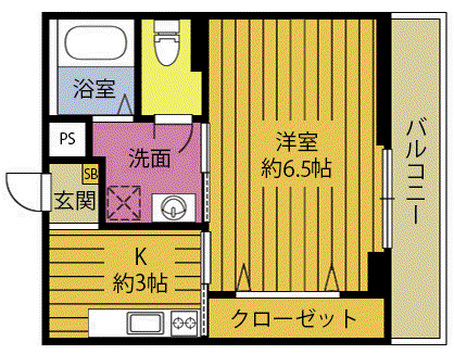 デュエールフジ(1K/1階)の間取り写真