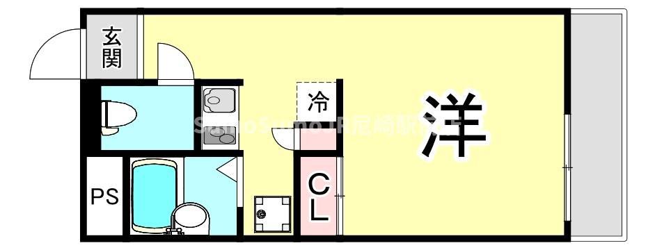 レオパレスカリヨ尼崎(1K/2階)の間取り写真