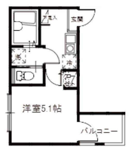 メルディア湊町1丁目(1K/1階)の間取り写真