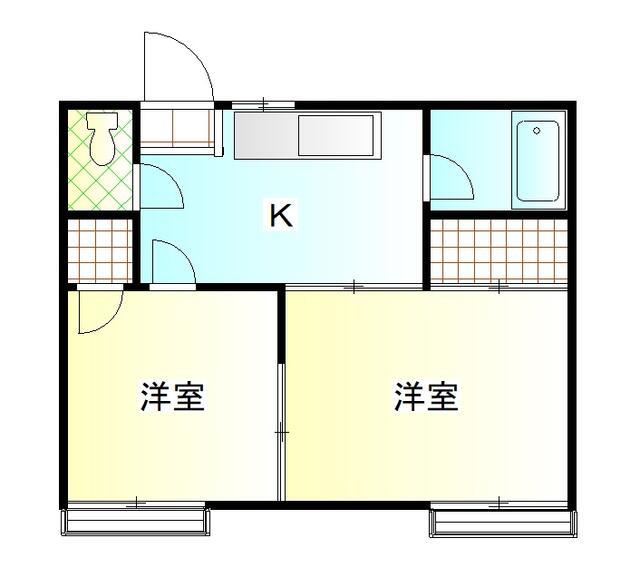 メゾン市野倉A棟(2K/2階)の間取り写真