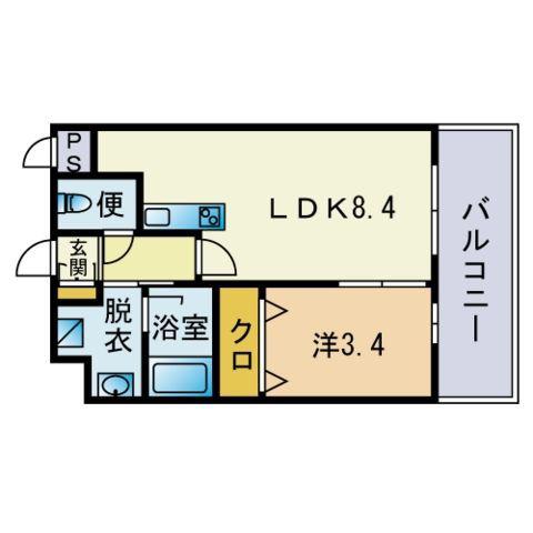 クラシックコート鳥飼(1LDK/4階)の間取り写真