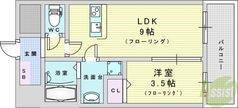 エル・セレーノ新大阪北(1LDK/5階)の間取り写真