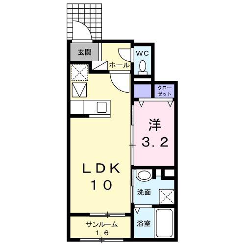 ビーイング モア(1LDK/1階)の間取り写真