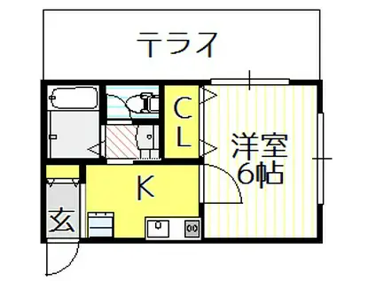 プチベルン平野(1K/1階)の間取り写真