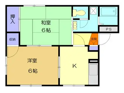 タケヤマハイツJ(2K/1階)の間取り写真