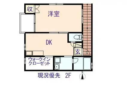 ルーチェ(1DK/2階)の間取り写真