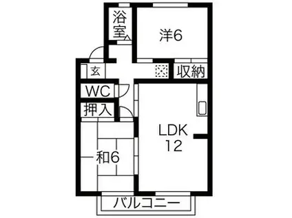 ウェスティーみずほII(2LDK/1階)の間取り写真