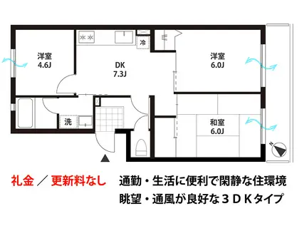 ランド・ヒロ(3DK/3階)の間取り写真
