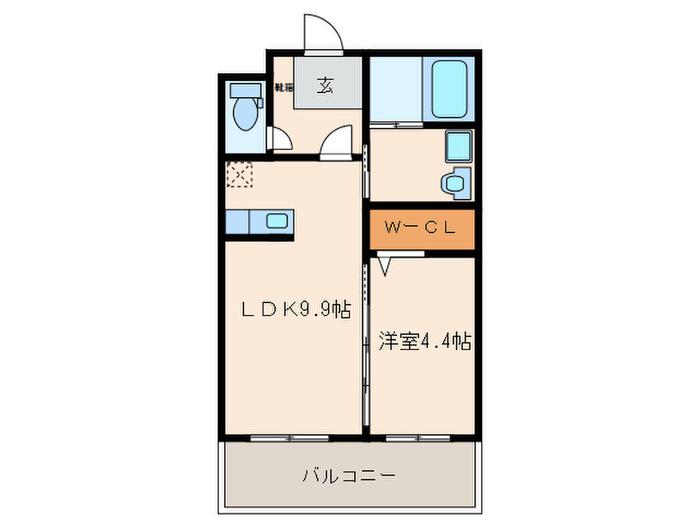 エトワール学研都市II(1LDK/4階)の間取り写真