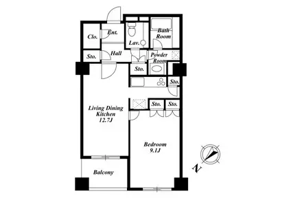 KDX代官山レジデンス(1LDK/1階)の間取り写真