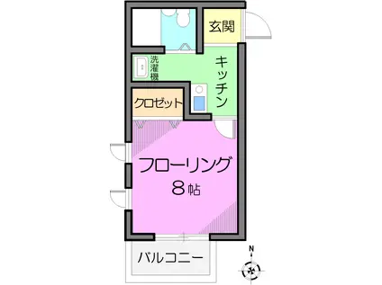 ルミエール飛鳥(1K/2階)の間取り写真