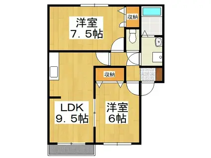 メゾンラフィネすずらん(2LDK/2階)の間取り写真