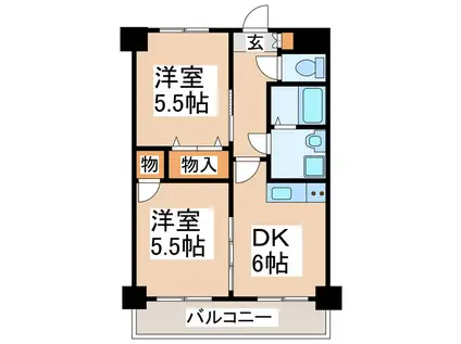 クイーンズビュー(2DK/4階)の間取り写真