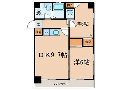 エスポアール蒲田(2DK/4階)の間取り写真