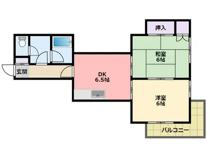 ジョリィメゾン甲子園(2DK/1階)の間取り写真
