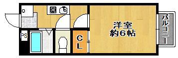 シェーンハイムオカバ(1K/2階)の間取り写真