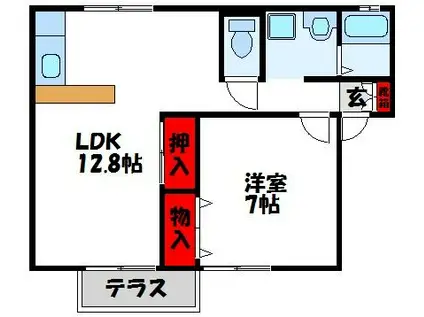 セジュールさなえ(1LDK/2階)の間取り写真