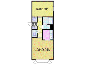 マリーンヒルズ桜(1LDK/2階)の間取り写真