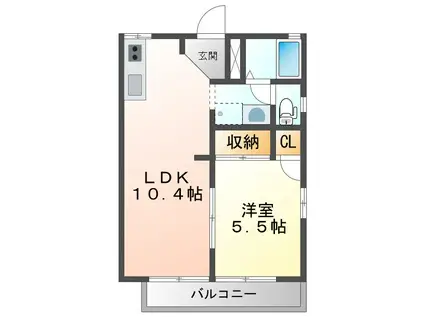 フレグランスかおりA(1LDK/1階)の間取り写真