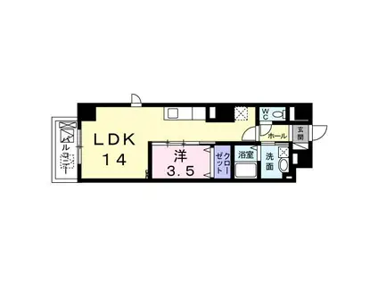 グーラテース U.H.Y(1LDK/2階)の間取り写真