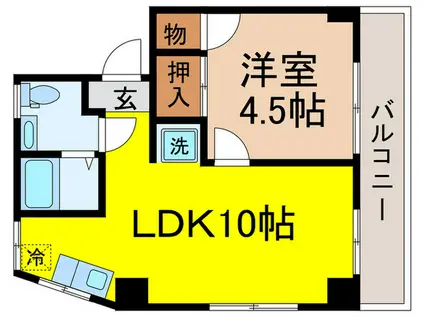 フラット大竹(1LDK/2階)の間取り写真