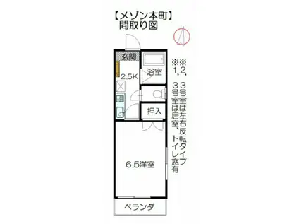 メゾン本町(1K/2階)の間取り写真