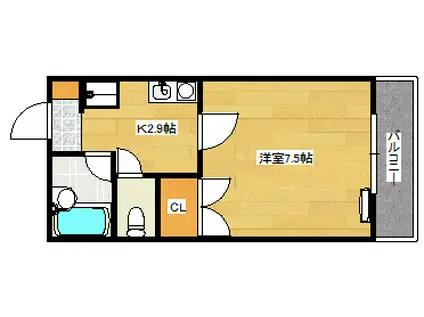 ヴィラ瀬川(1K/3階)の間取り写真