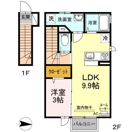 D-CITY(1LDK/2階)の間取り写真