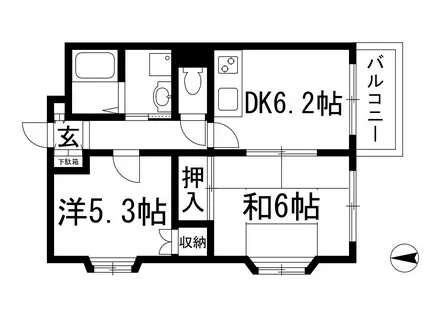 ベルビィーケンゾー(2DK/3階)の間取り写真