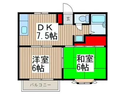 弘栄ハイムII(2DK/2階)の間取り写真