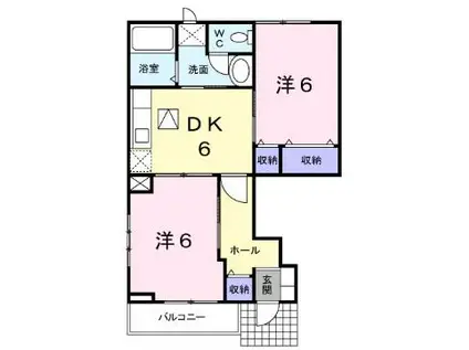 サンヒルズ B(2DK/1階)の間取り写真