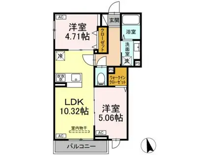 グラナーデ加賀(2LDK/2階)の間取り写真