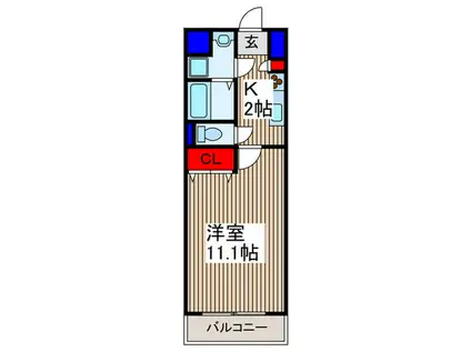 ラフィネ所沢(1K/7階)の間取り写真