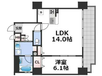 エルデ北堀江(1LDK/8階)の間取り写真