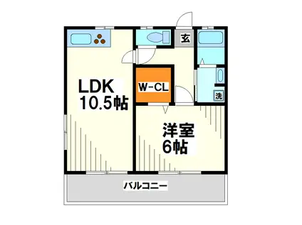 カーサ西調布(1LDK/2階)の間取り写真