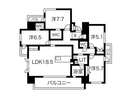 ラフルール覚王山(4LDK/10階)の間取り写真