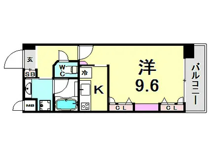 KAISEI新神戸第2ウエスト(1K/4階)の間取り写真