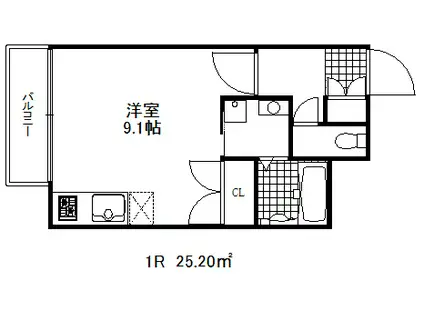 アルペジオ三宮(ワンルーム/4階)の間取り写真