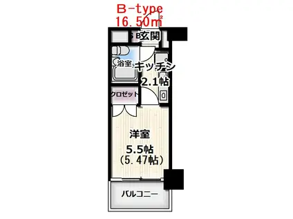 マイルストン東久留米(1K/6階)の間取り写真