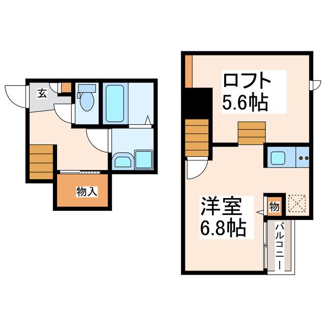ADC麦島I(1K/2階)の間取り写真