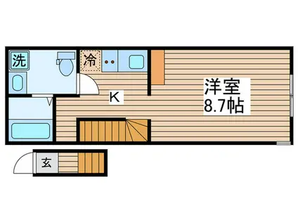 ＪＲ常磐線 柏駅 徒歩19分 2階建 築3年(1K/2階)の間取り写真