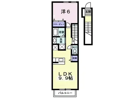 シャン・ミリューIIC(1LDK/2階)の間取り写真