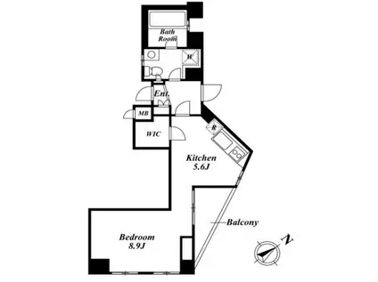 レジデンス広尾(ワンルーム/8階)の間取り写真