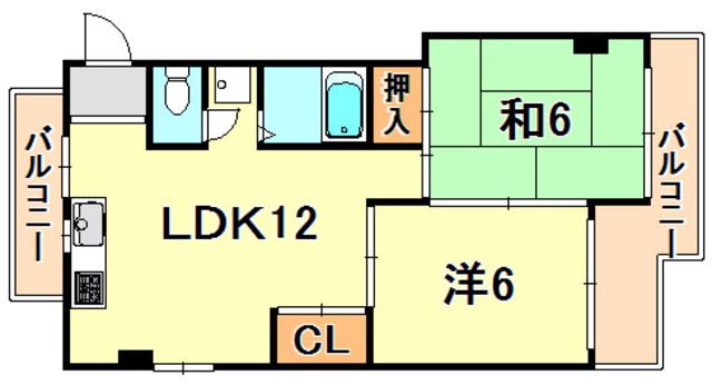 ハイムM2(2LDK/4階)の間取り写真