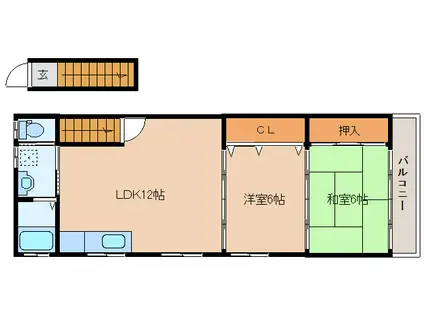 郡山ハイツ(2LDK/2階)の間取り写真