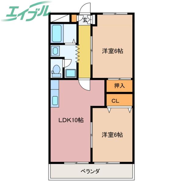 エステートヤマキ(2LDK/5階)の間取り写真
