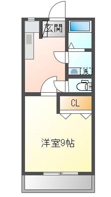 コモドカーサ下小出(1DK/1階)の間取り写真