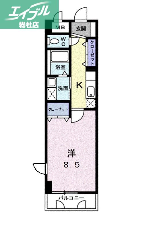 T-SAISON倉敷(1K/3階)の間取り写真