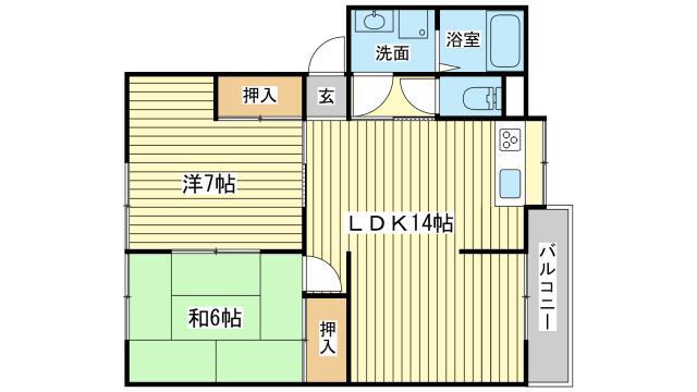 ウェルネス垣内(2LDK/1階)の間取り写真
