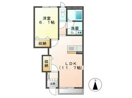 ハイツメープル(1LDK/1階)の間取り写真